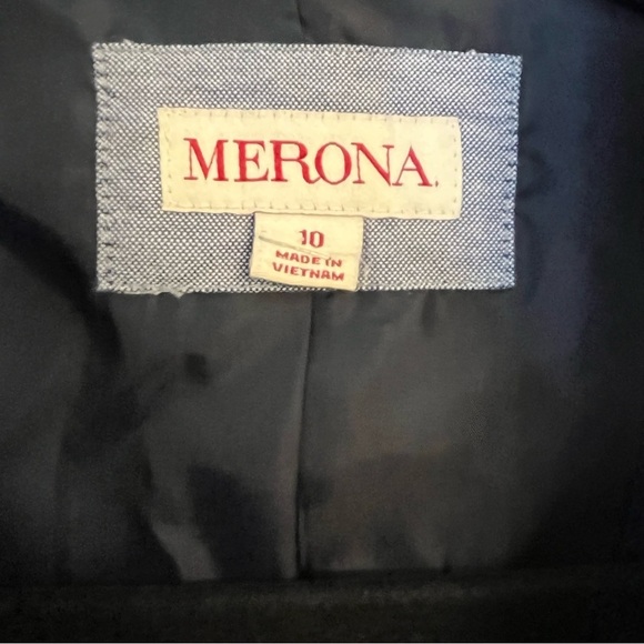 Merona Lined Chambray Blue and White Stripe Cotton Button Blazer Size 10 - Picture 11 of 11